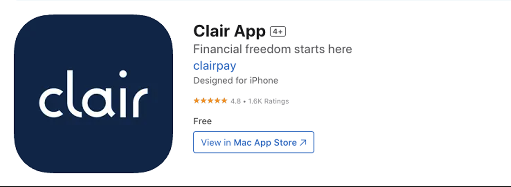 Clair app screenshot from the App Store listing